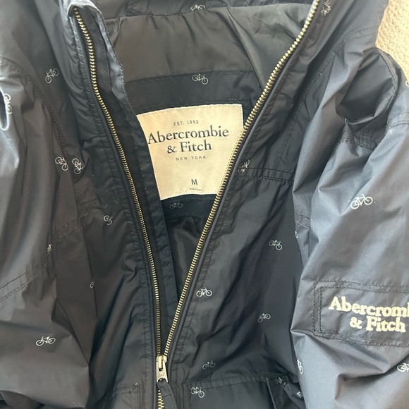 Rare Abercrombie & Fitch Navy Windbreaker with Bicycle Pattern - Picture 3 of 3